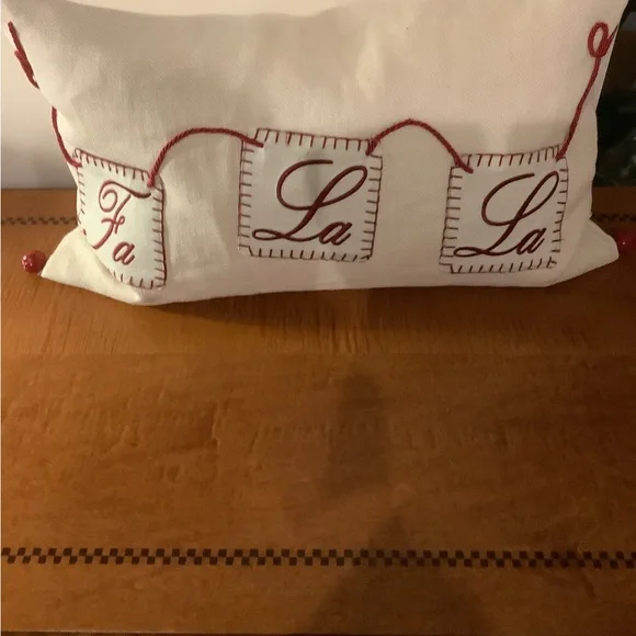 Pottery Barn Fa La La Holiday Pillow - Picture 1 of 7